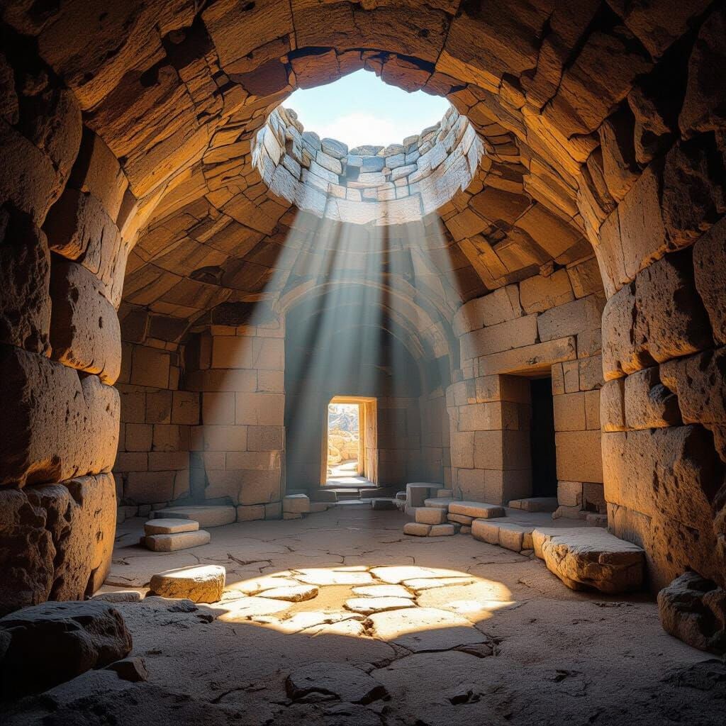 Treasury of Atreus Beehive Tomb with Sunlight