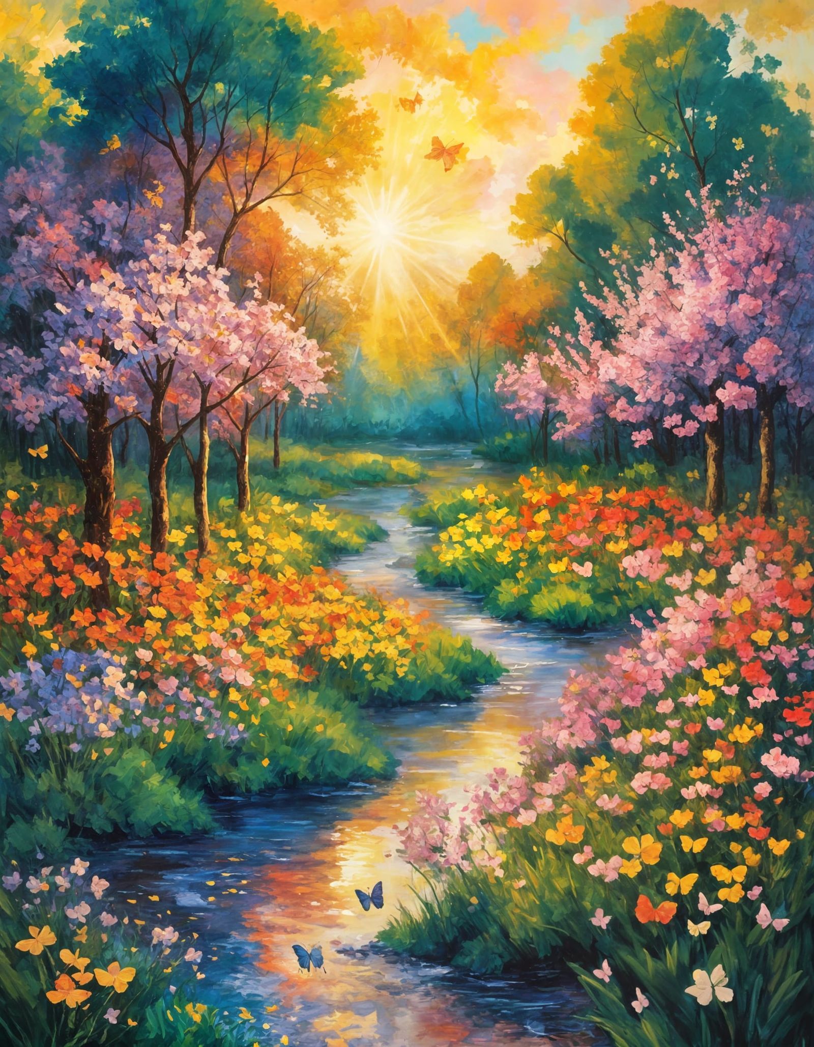 Surreal Forest Landscape in Vibrant Colors