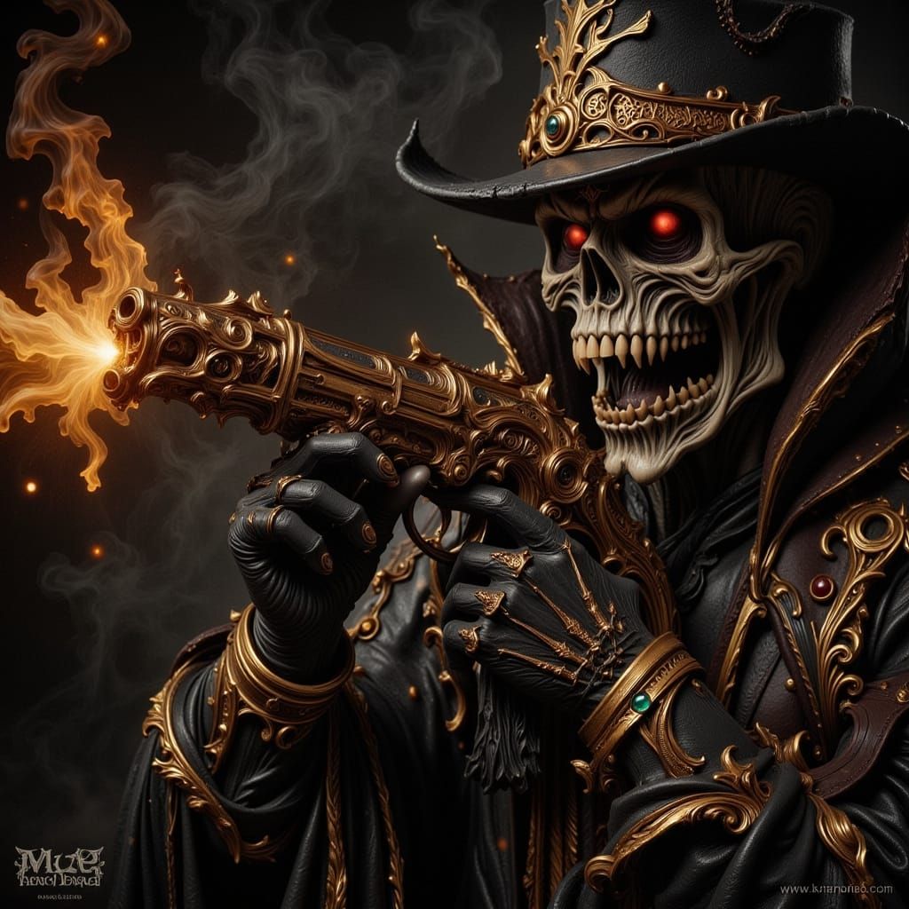 Gothic Filigree Tommy Gun with Swirling Vortex Muzzle Flash