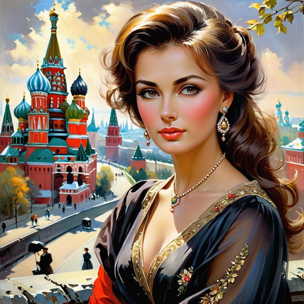 Realistic Portrait of 1960s Woman in Royo Style