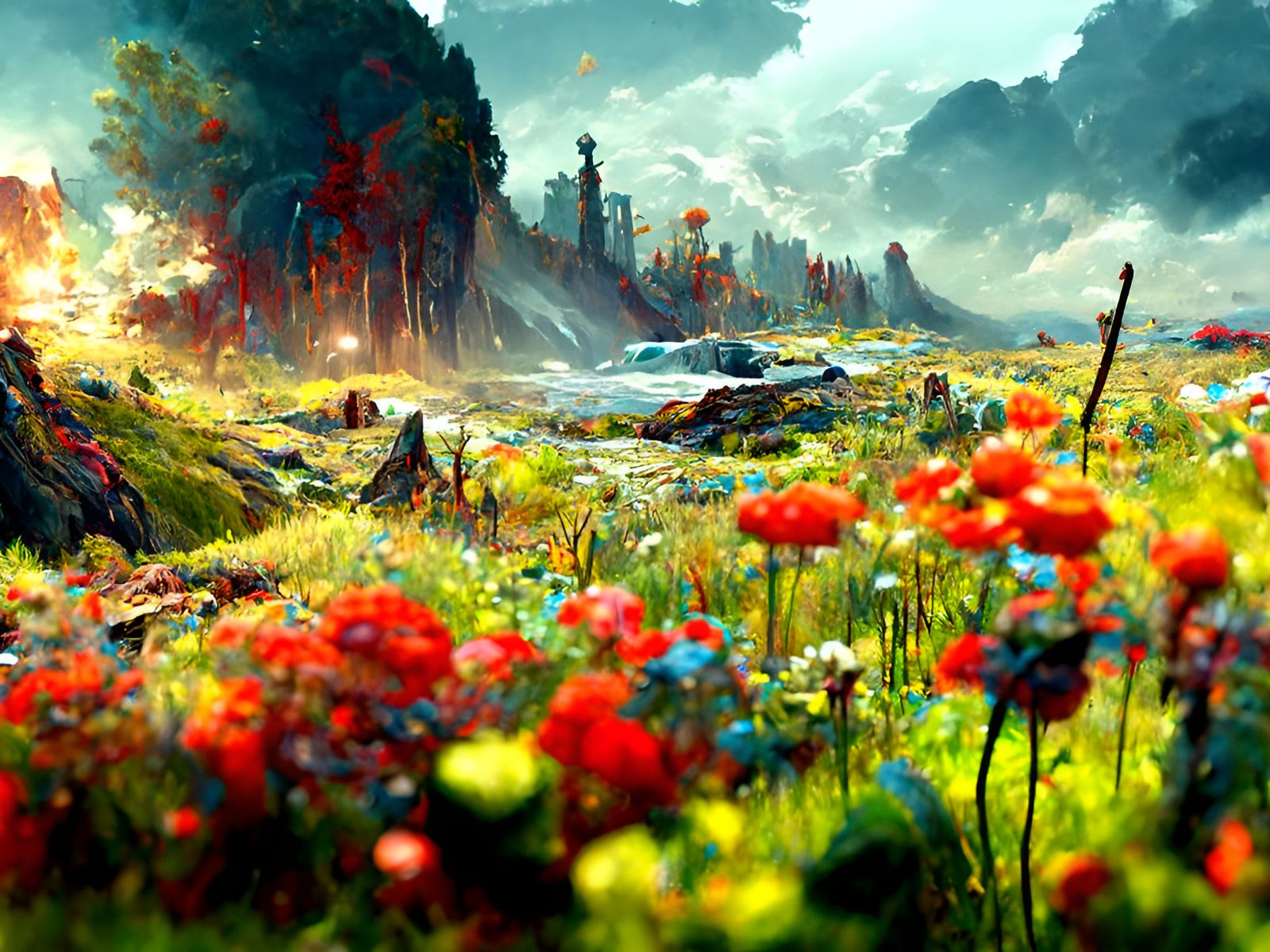 Hyperrealistic Forest Wanderer Landscape with Cinematic Ligh...
