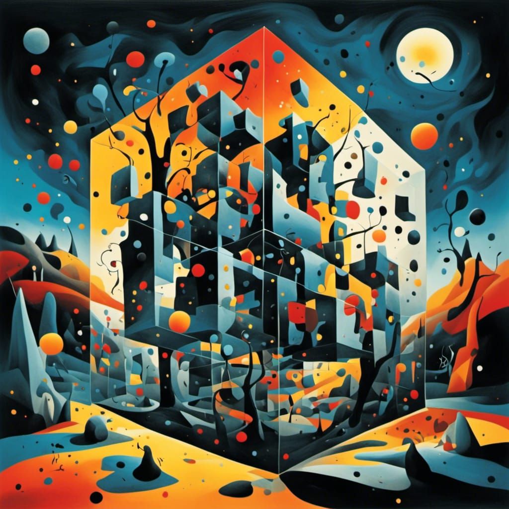 Eerie Interdimensional Cube Prison in Surrealist Style