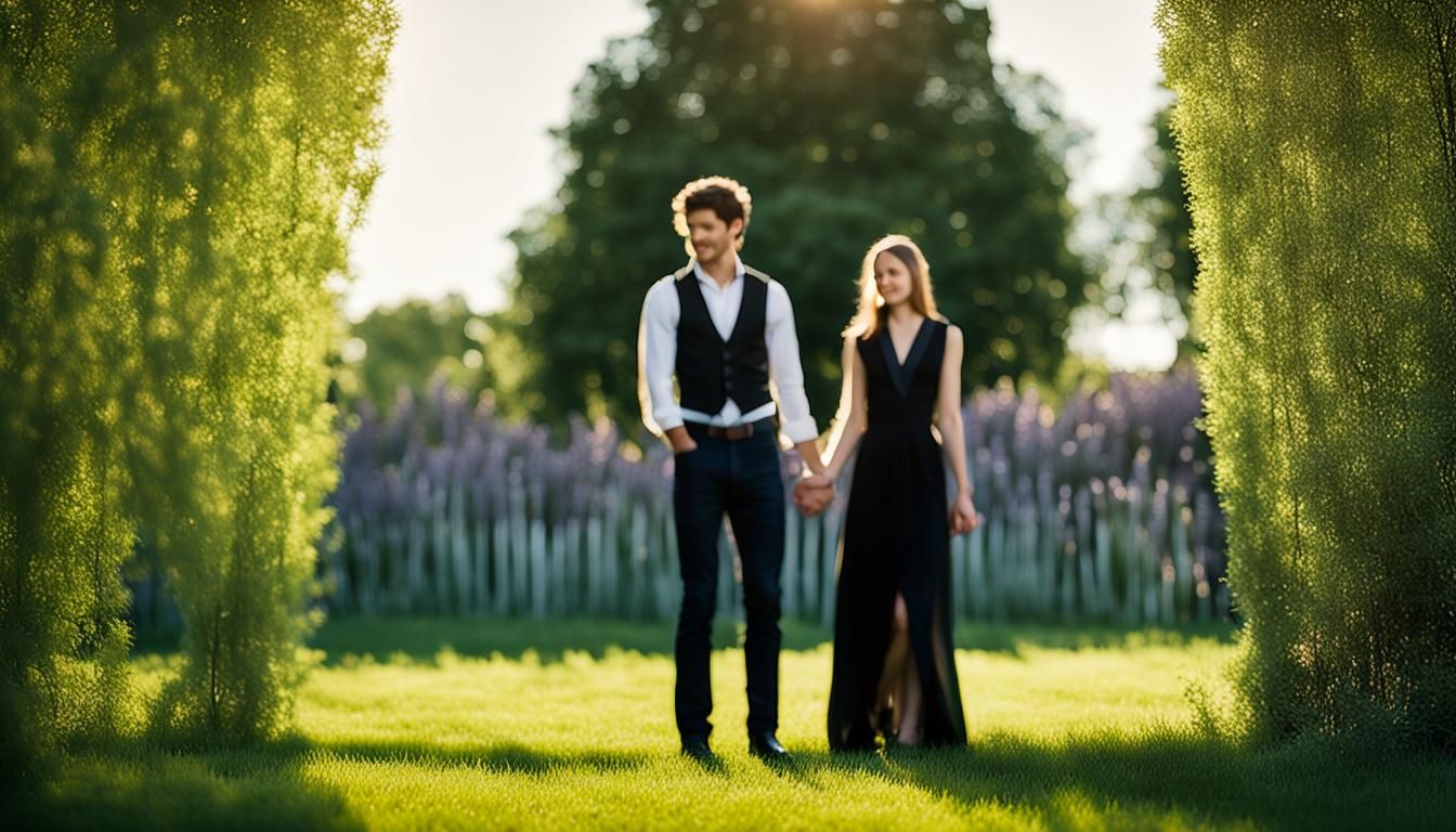 Romantic Couple in Sunny Meadow, Portrait Photography