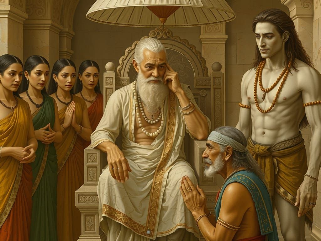 Brahma and Daksha in Hyper Realistic Indian Sage Scene