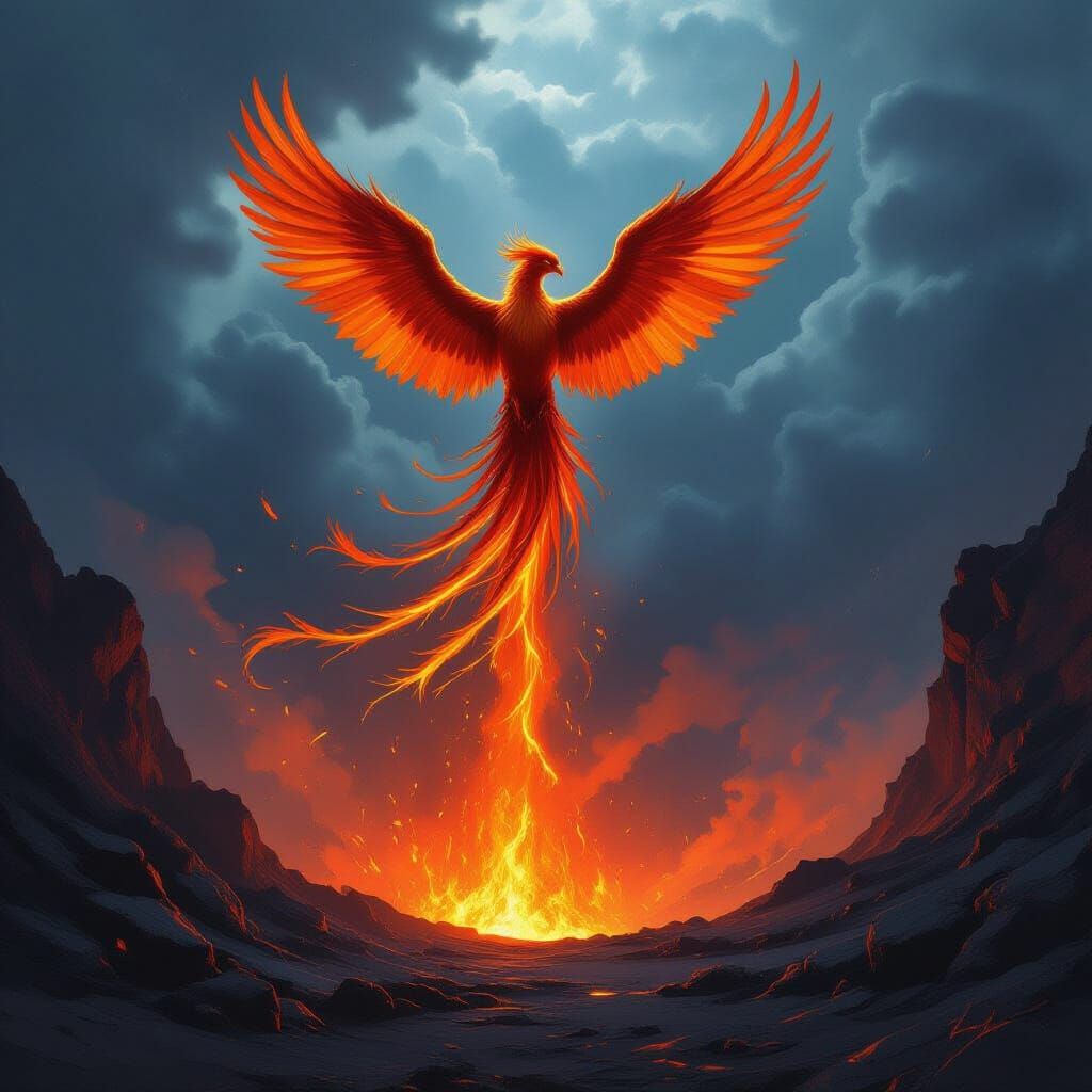 Phoenix Reborn from Ashes in Volcanic Crater