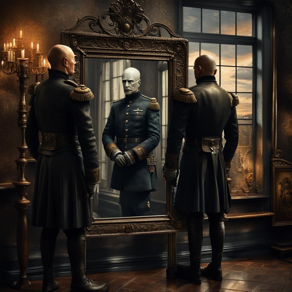 Pinhead's Reflection: A WWI Soldier in an Antique Mirror