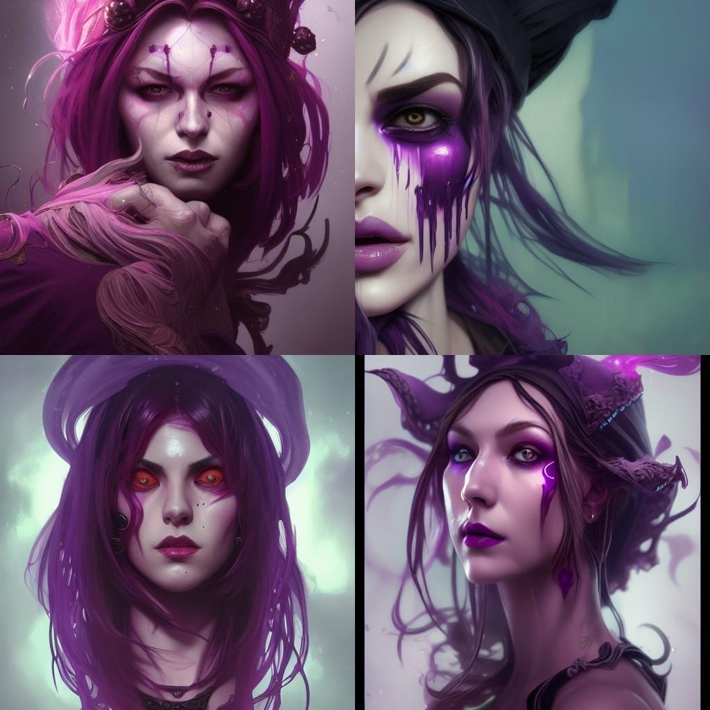 Hexblood Pirate Witch Portrait in Art Nouveau Style