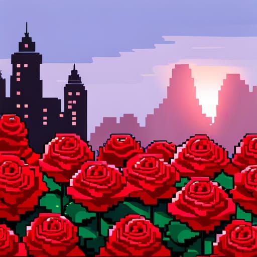 8-Bit Pixel Art Red Roses