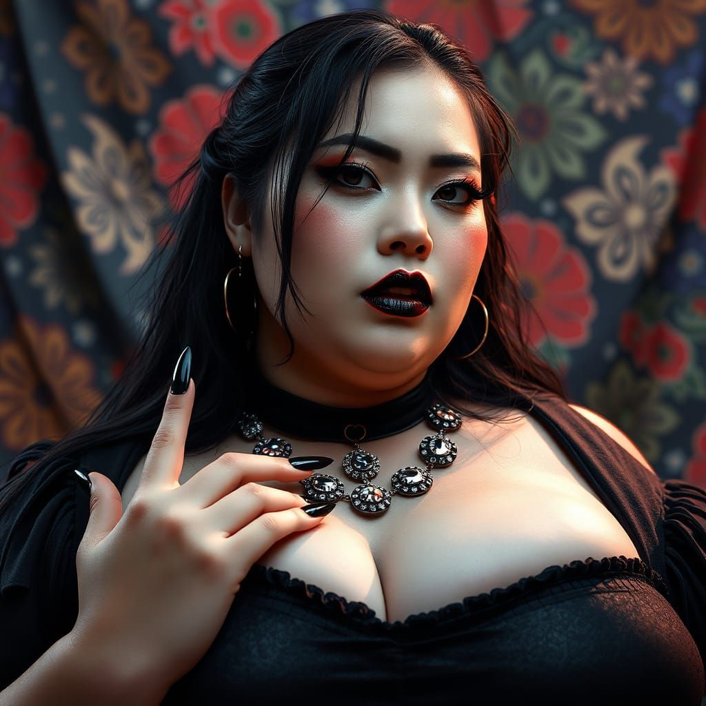 Gothic Japanese Woman Portrait with Detailed Makeup