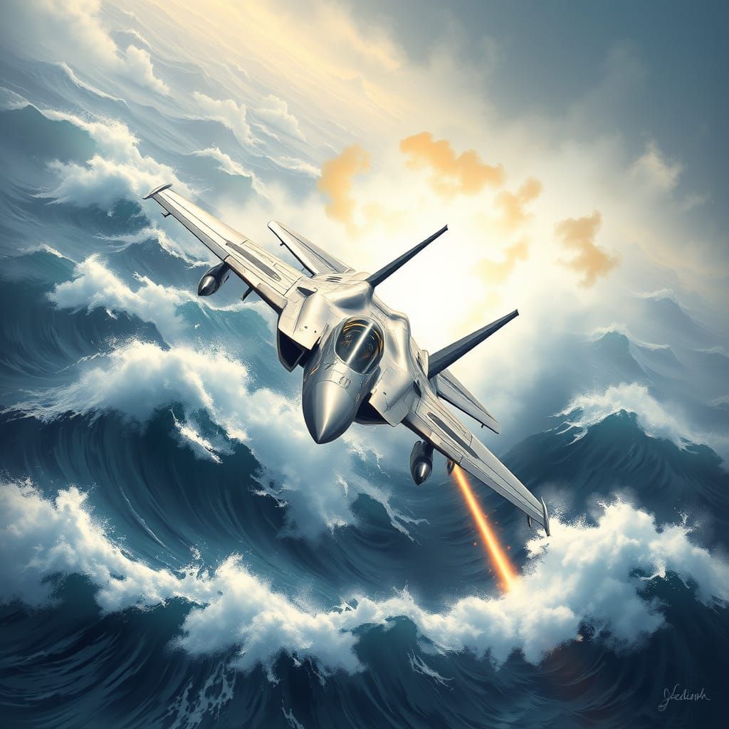 F-14 Tomcat Soaring Above Ocean, Sonic Boom