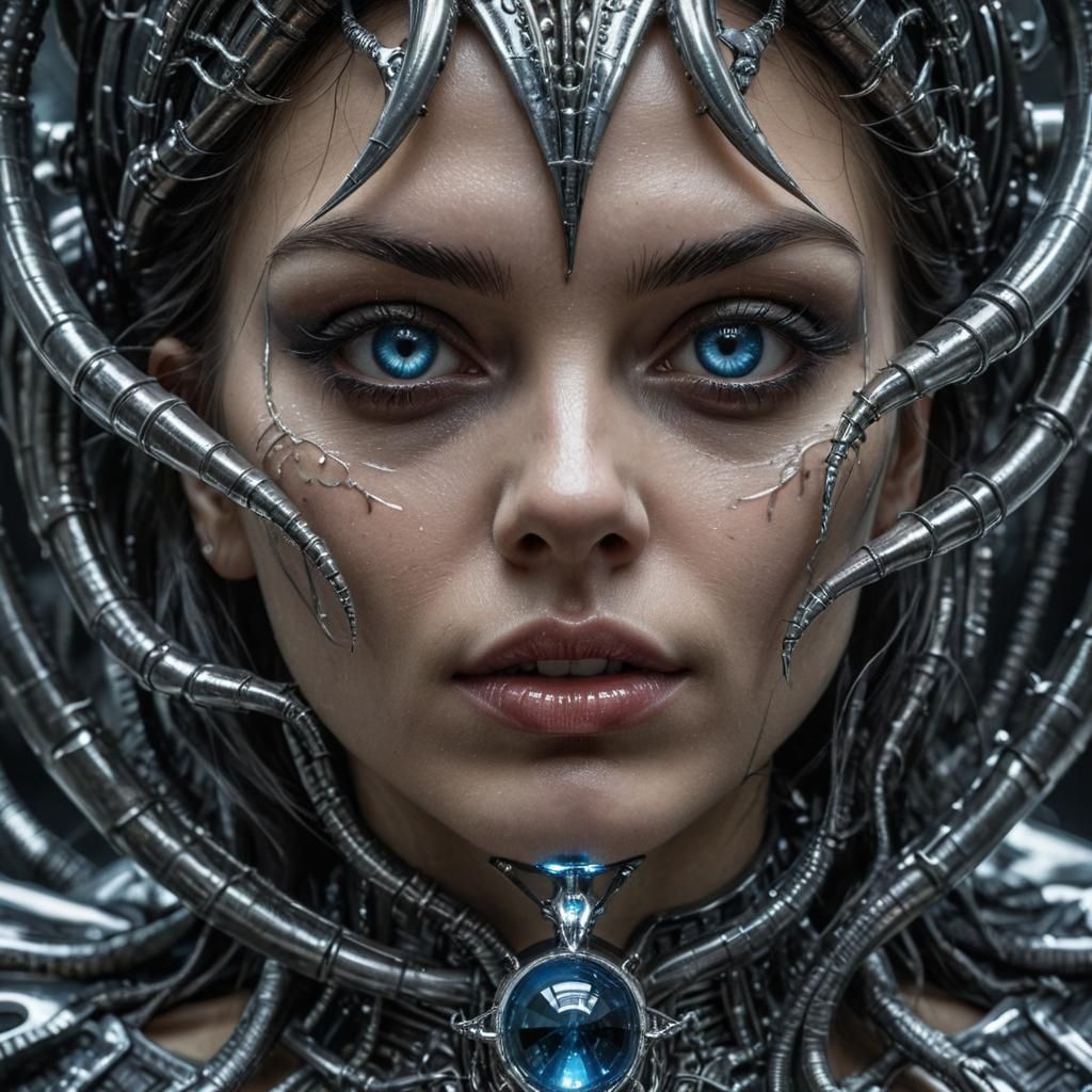 Dark Fantasy Sorceress Conjuring Demons in Crystal Ball