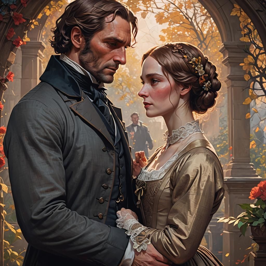 Jane Eyre and mr Rochester in the wedding scene