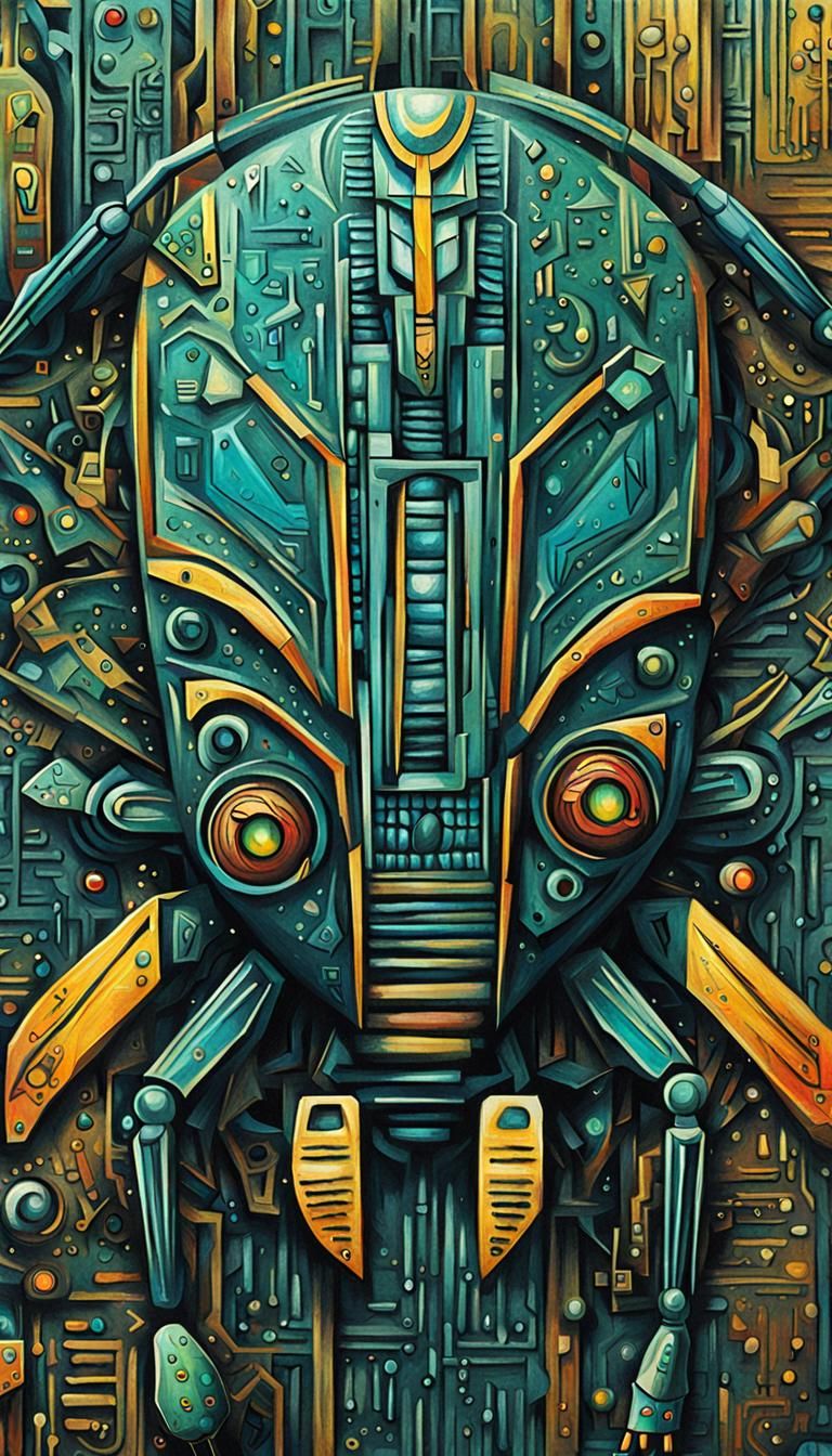 Cyberpunk Picasso Bug Close-up: Intricate Digital Art