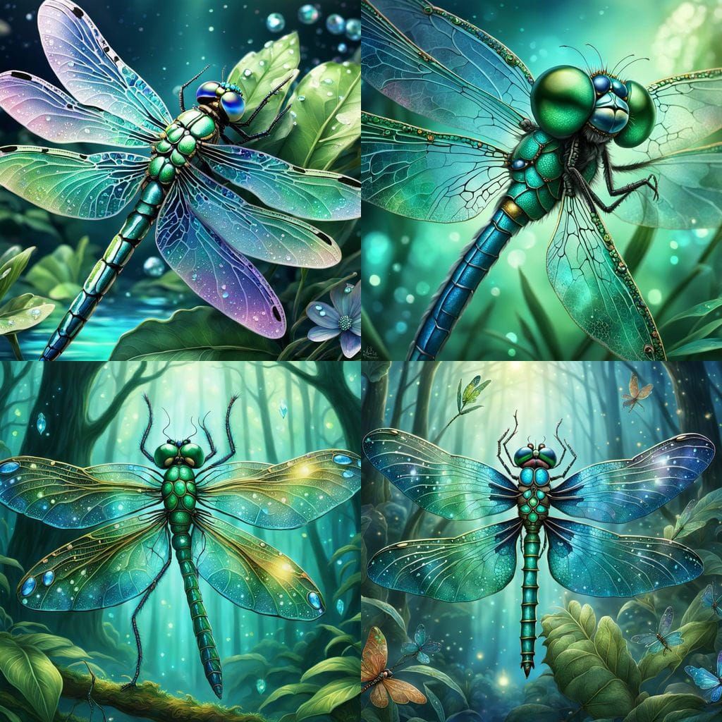 Jewel-Encrusted Dragonfly in Fantasycore Acrylic Style