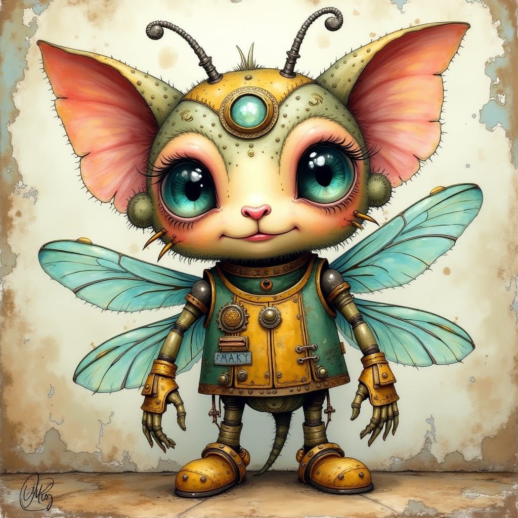 Steampunk Creature Adorns Vintage Wall