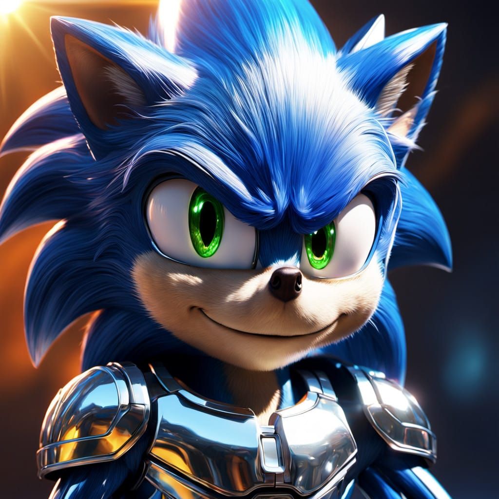 Sonic the Hedgehog in Chrome Metallic Armor, Speeding Throug...