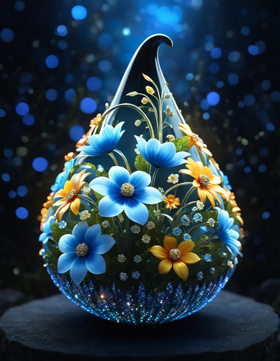 Crystal Garden Gourd with Bioluminescent Flowers