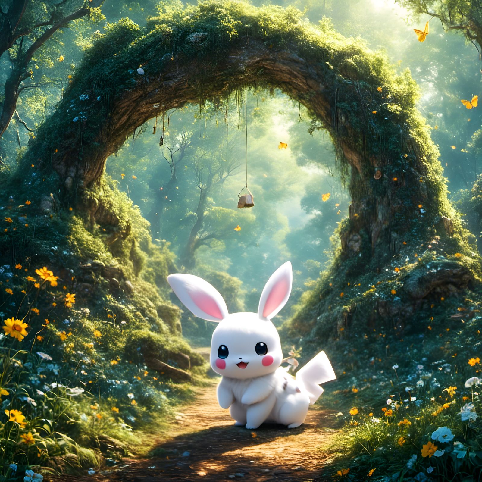 Cinnamoroll Pikachu Wallpaper in Splatter Graffiti Style