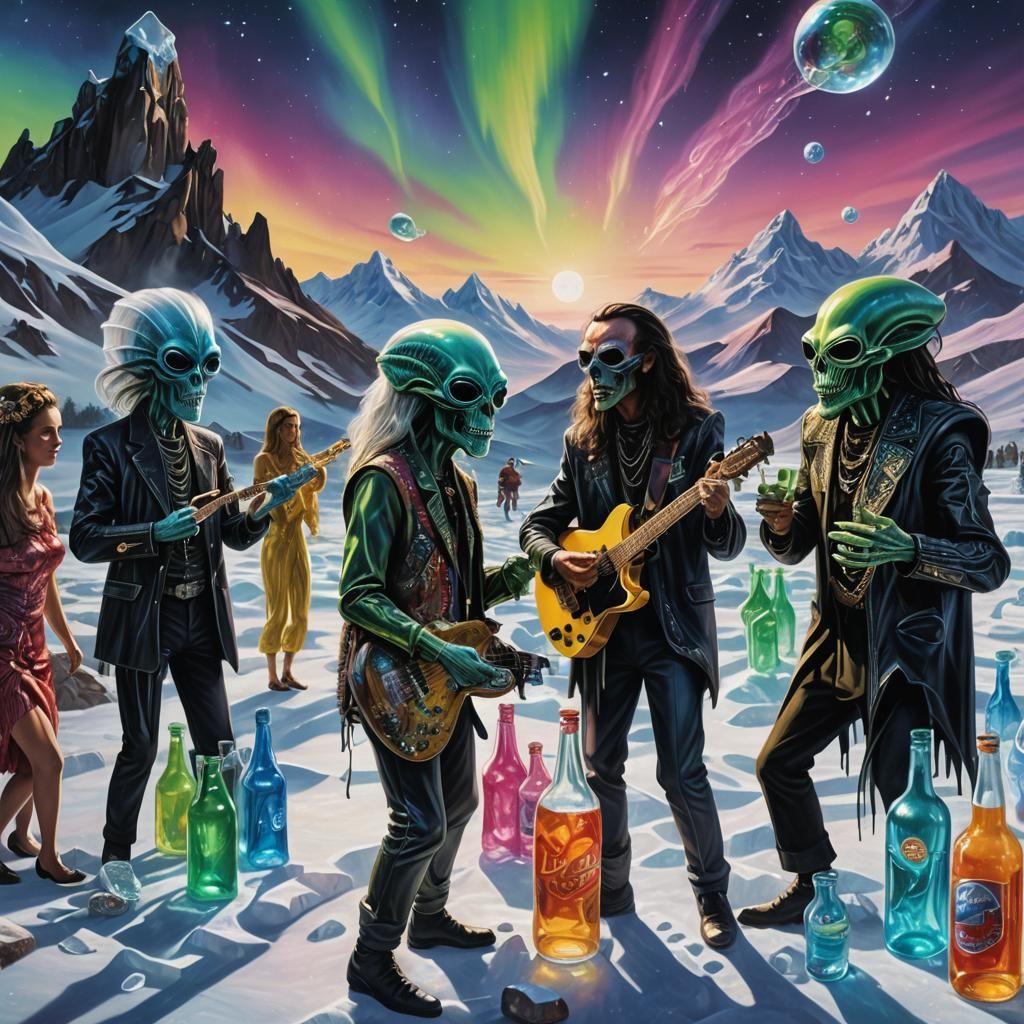 Antarctic Alien Rave in a Hyperrealistic Style