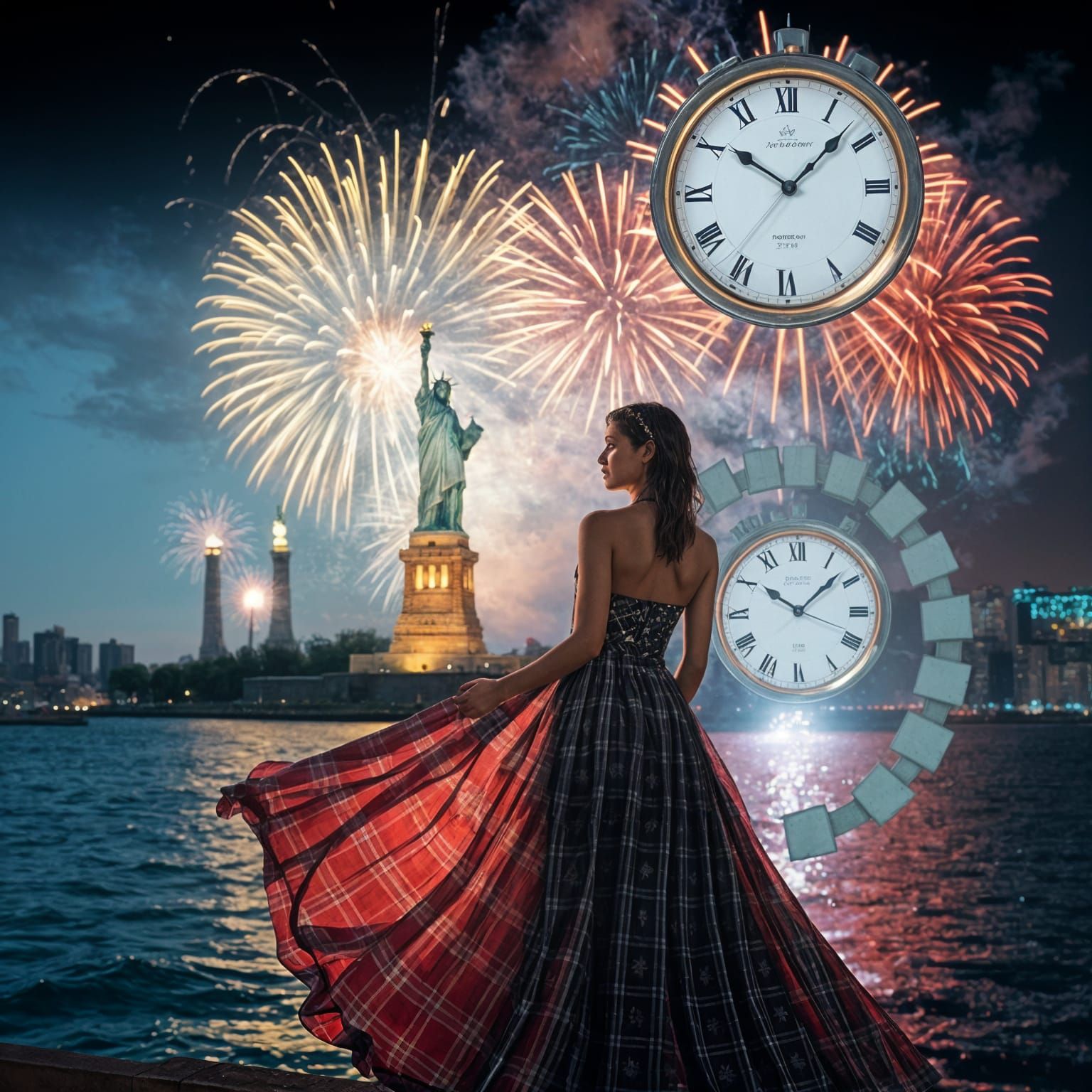 New Year's Eve Celebration in Hyperdetailed Surreal Style