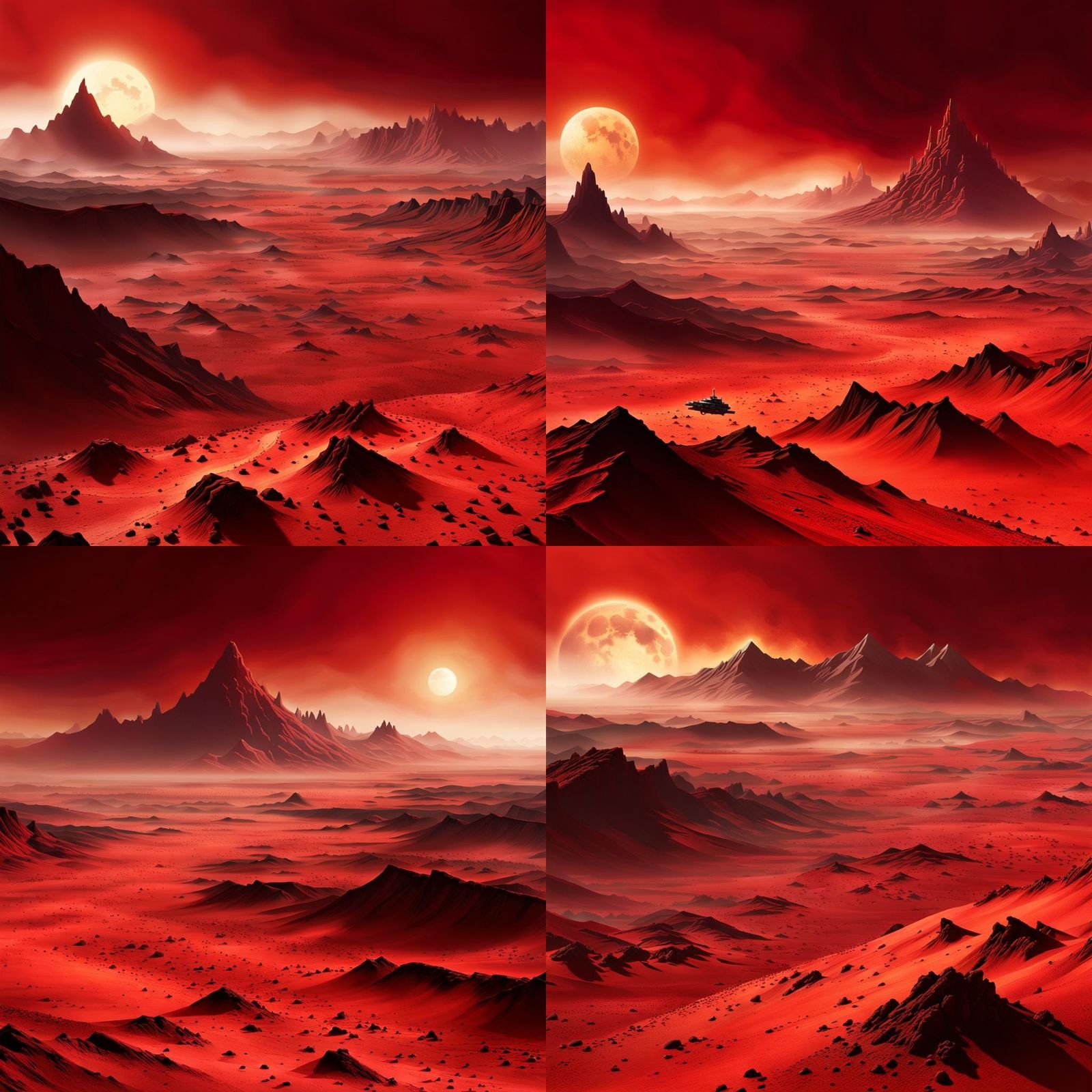 Desolate Crimson Mars Landscape with Jagged Peaks