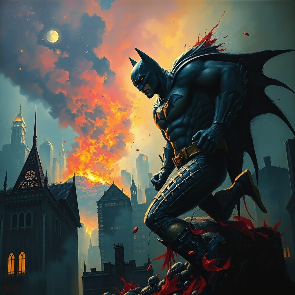 Batman Destroys Gotham City in Baroque Horror Style