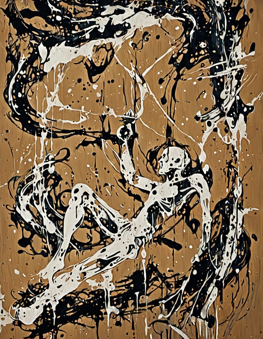 Surreal Death Figure Swirls in Earthy Brown Vortex