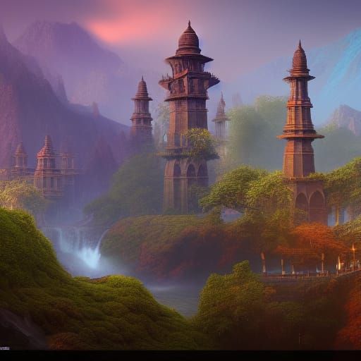 Fantastical Detailed Matte Painting of India