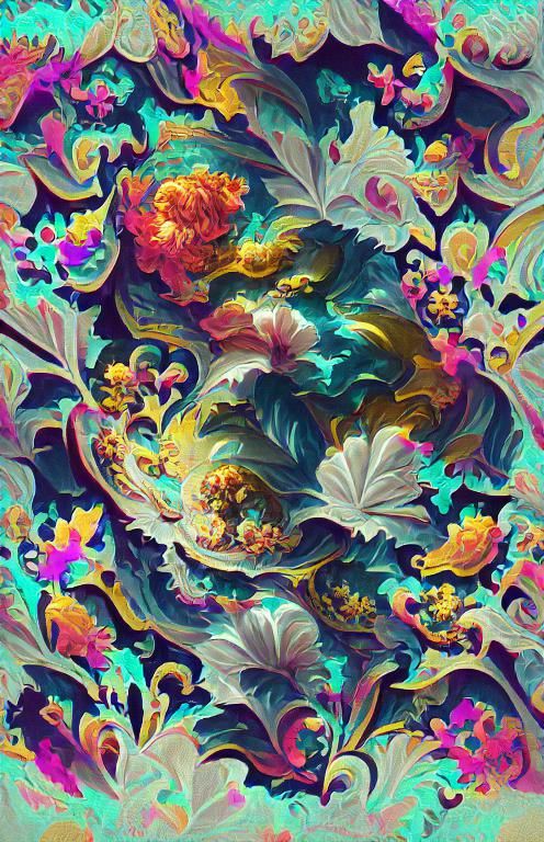 Rococo Flower and Leaf Pattern in 8K