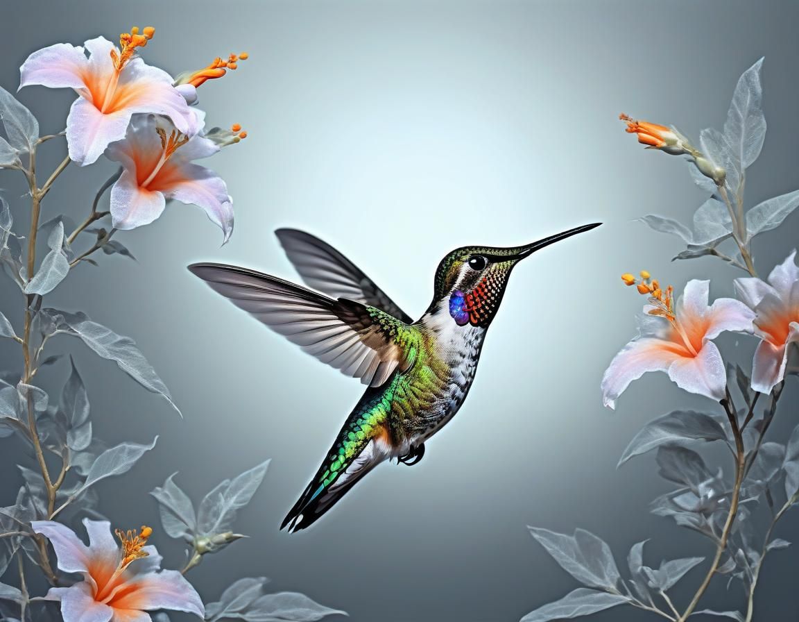 Ethereal Somali Hummingbird in Surreal Abstract Art