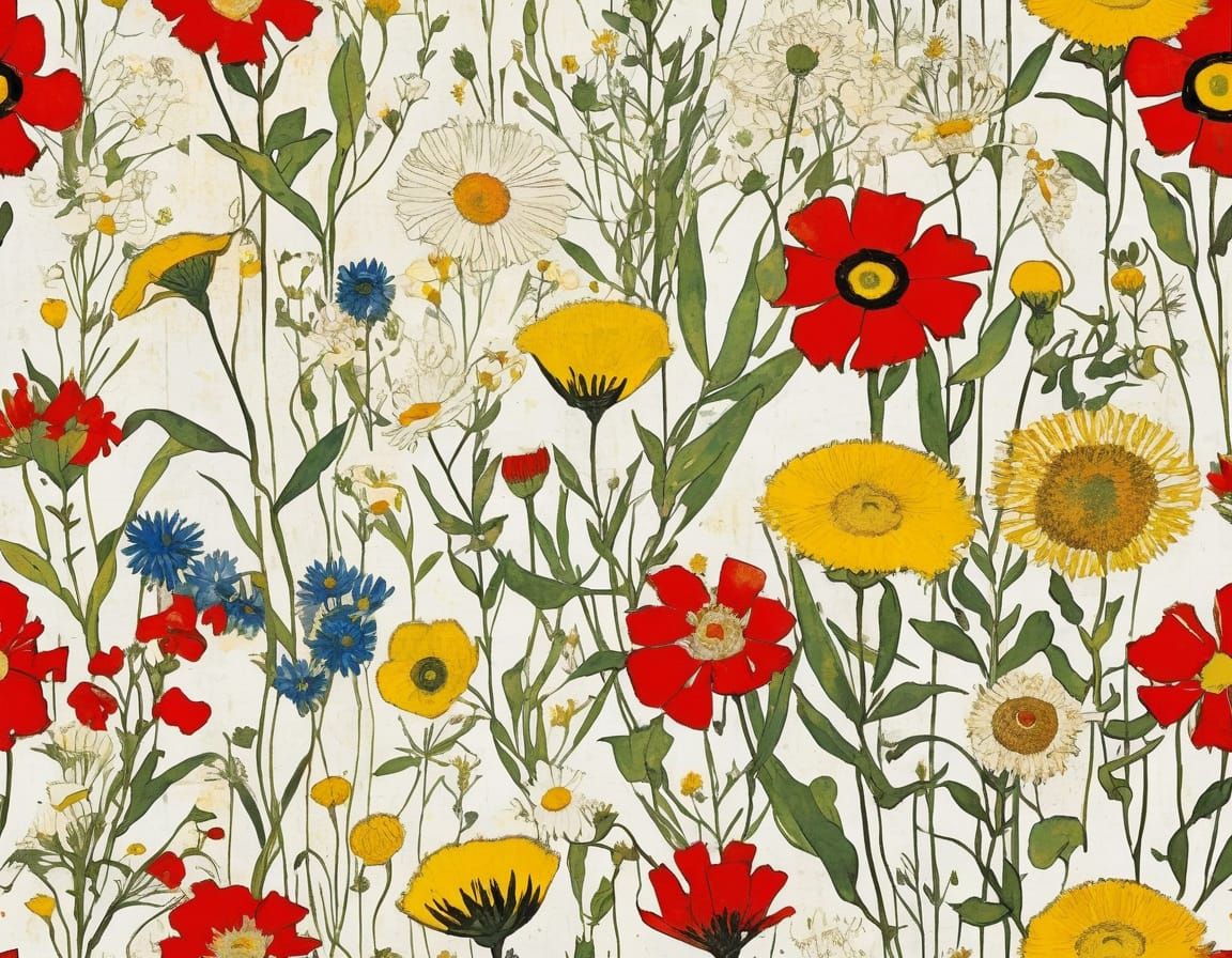 Grunge Wildflowers Inspired by Expressionist Art