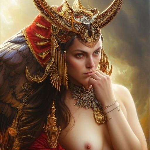 Detailed Devil Woman in Hellscape Portrait