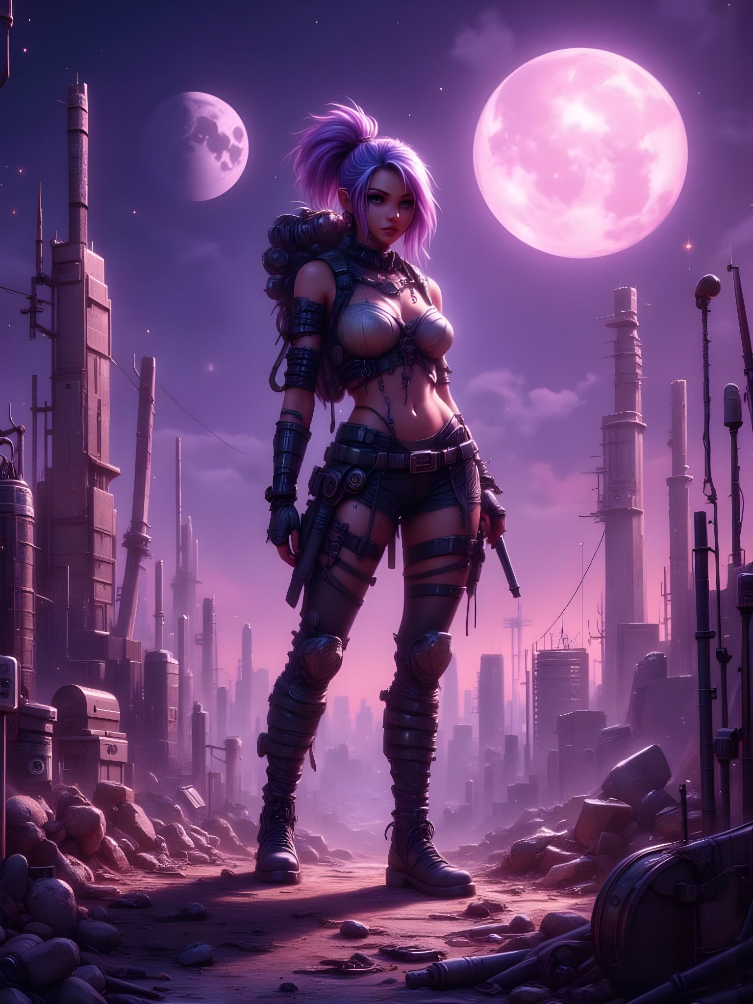 Post-Apocalyptic Wanderer in Gritty Digital Art Style