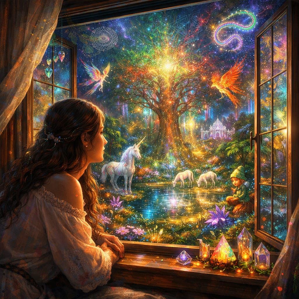 Magic Forest Revealed Through Bedroom Window