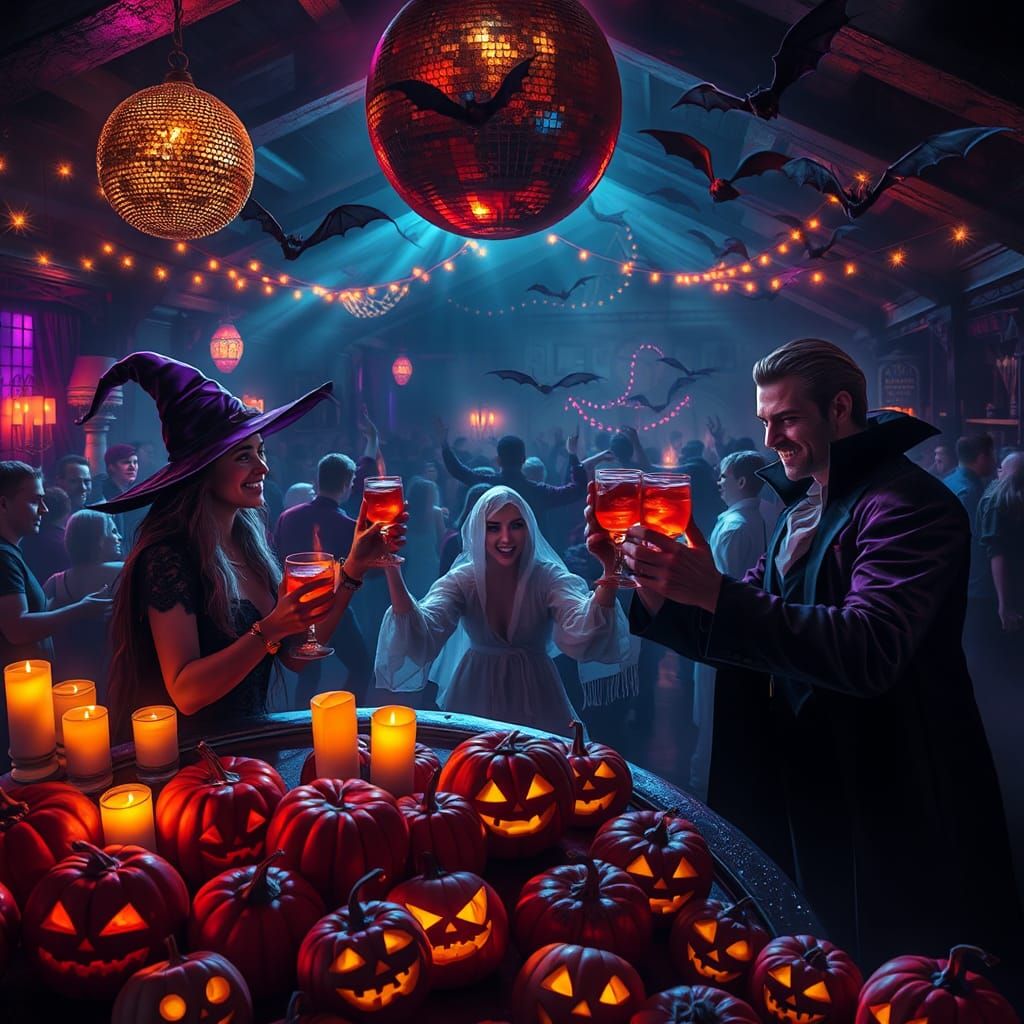 Supernatural Friends Celebrate Halloween in Mystical Tavern
