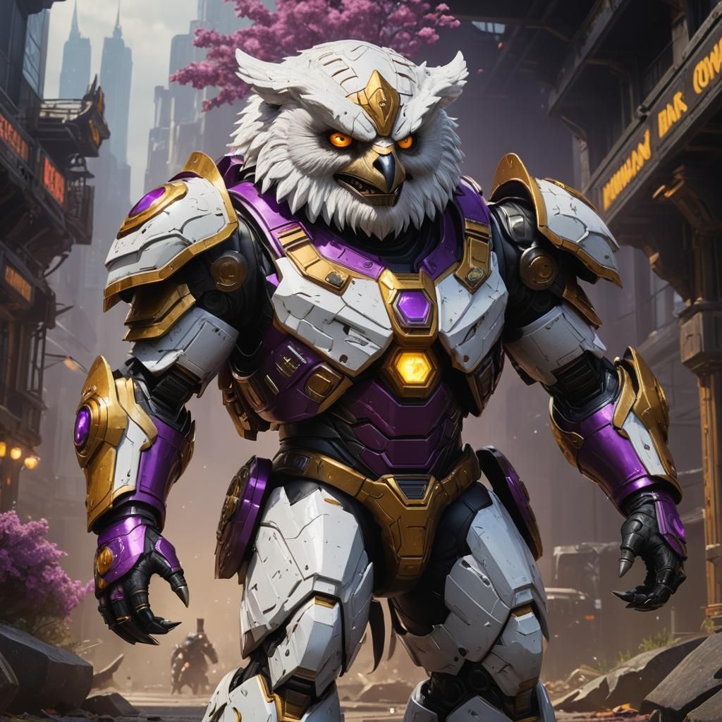 Armored Owlbear in Dark Fantasy Concept Art