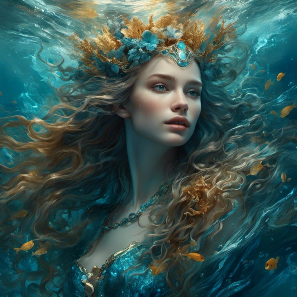 Hyperrealistic Portrait of a Water Daughter