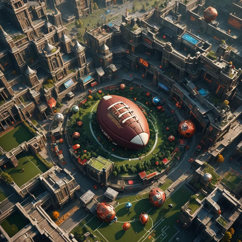 Detailed Football Matte Painting in Deep Color