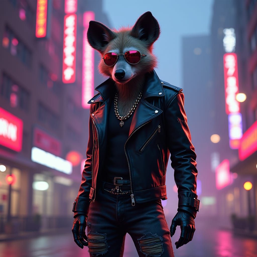 Cyberpunk hyena furry