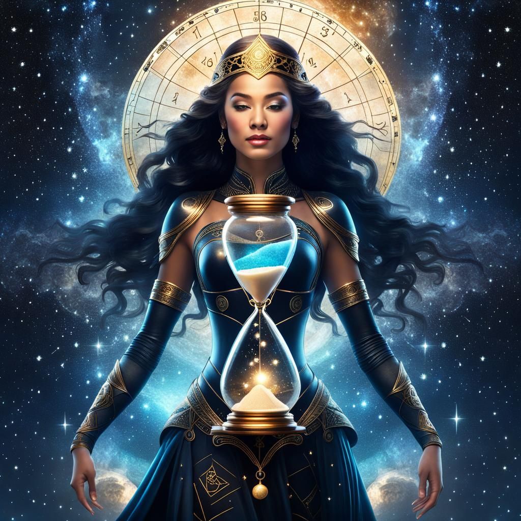 Astrological Goddess Controls Time in Fractal Starscape