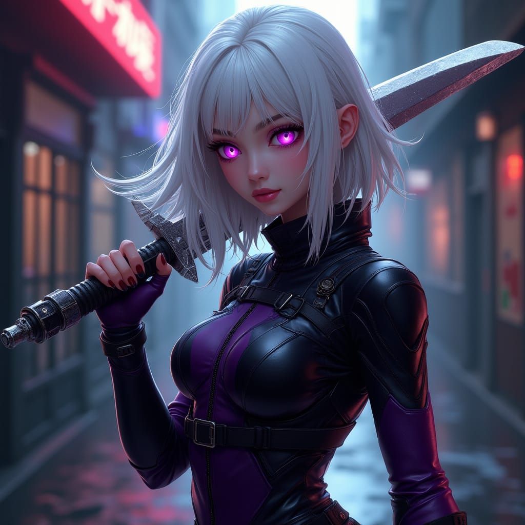 Gritty Female Assassin in High-Tech Tactical Gear