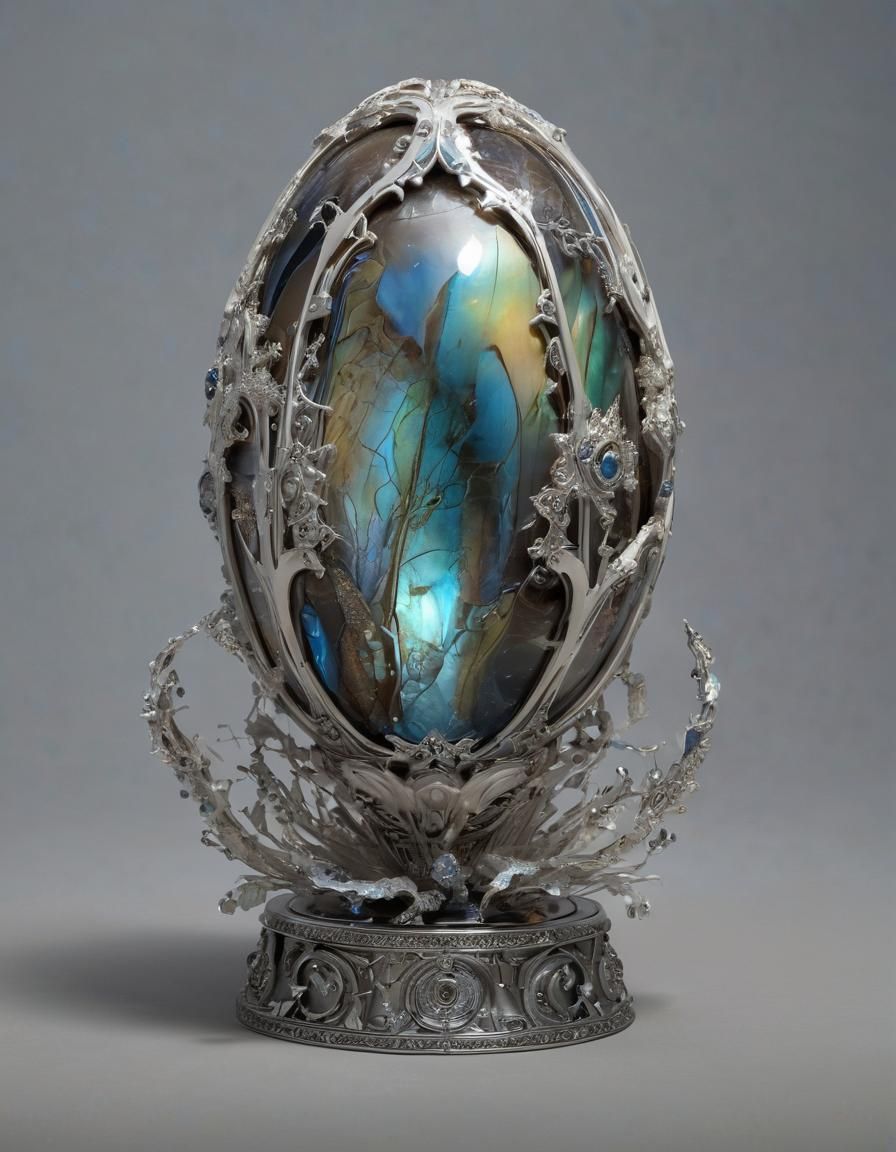 Cosmic Cyborg Labradorite Mecha Dissolving into Stardust