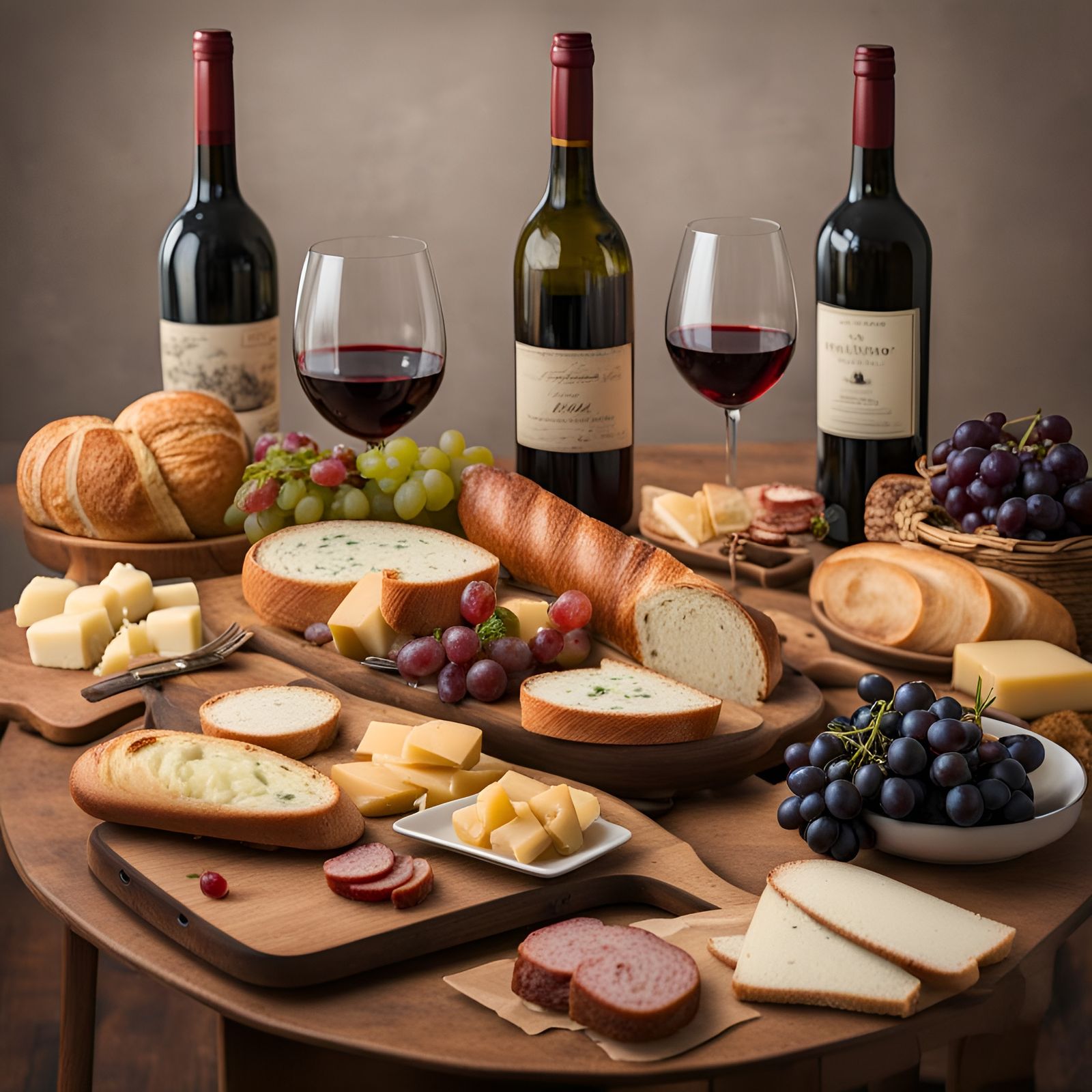 French Food Feast: Breads, Meats, Cheeses, and Wine