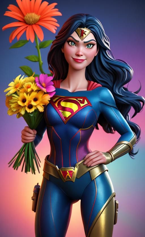 Wonder Woman, Supergirl, and Poison Ivy in 3D Art