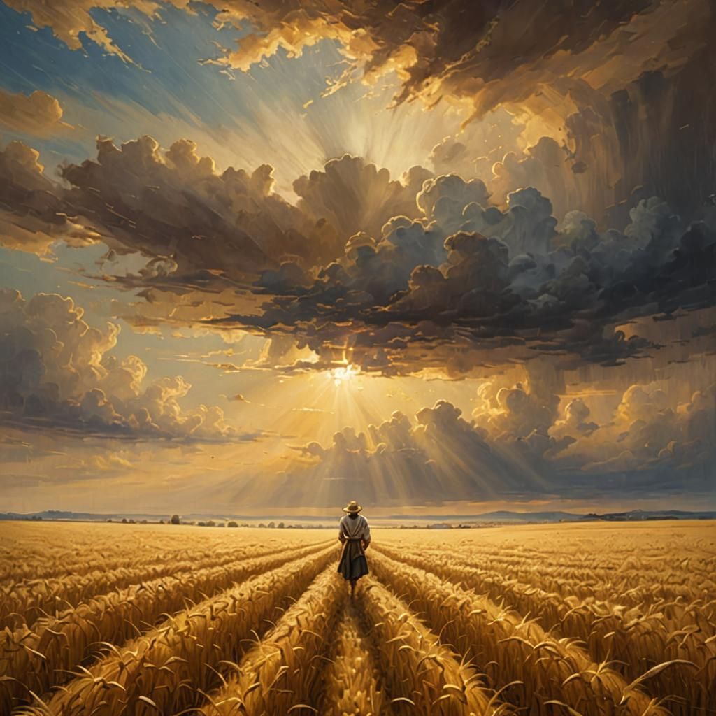 Golden Harvest: Renaissance Landscape Painting in Sunlight