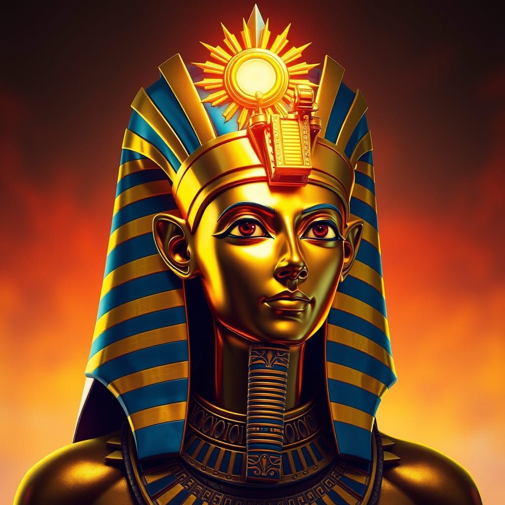 Egyptian God Ra Portrait in Digital Art Style