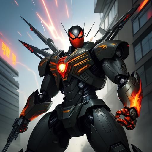 Spider-Man in Mecha Anime Military Armor