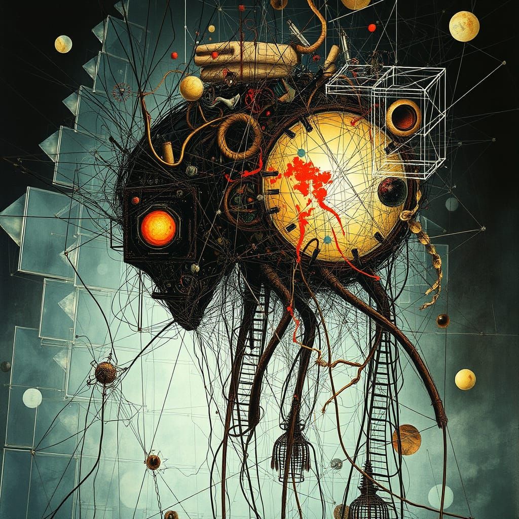 Surreal Dreamscape Entity in Mixed Media Style