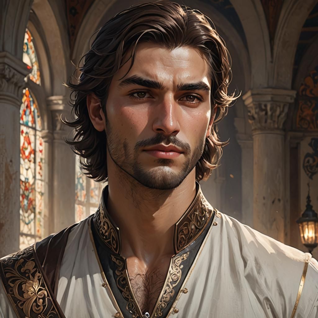 Portrait of a Handsome Turkish Man, Digital Art