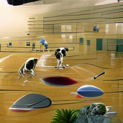 Dogs Playing Pickleball: A Matte Painting